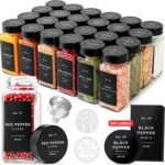 EDELHAUS Glass Spice Jars with Label and Black Lids (24 x 4oz) Spice Containers with 240 Labels, Shaker Inserts, Steel Funnel, Empty Square Seasoning Organizer for Spice Rack, Cabinet, Drawer - Image 2
