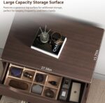 Brown Tall 5 Drawer Dresser for Bedroom with Hidden Storage Design, Large Modern Closet Dressers & Chests of Drawers with Cut-Out Handles, 27.6" L*15.8" W*45.3" H for Bedroom, Living Room, Nursery - Image 6