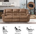 CANMOV Faux Leather Manual Reclining Sofa,3 Seat Recliner Couch Sofa with Overstuffed Comfortable Arms and Back for Living Room,Office,Nut Brown - Image 7