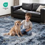 Rugflix 8x10 Area Rugs for Living Room, Washable Large Rug Stain-Resistant Low Pile, Modern Dark Carpet for Dining Room Home Office Kid Room Nursery Bedroom, Navy Blue/Black - Image 7