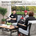 Jocoevol 4 Pieces Outdoor Sofa Conversation Set, 4 Seats Couch Set with Table, Metal Frame Rope Weaving Design UV Resistance Waterproof for Patio Garden Balcony, Grey - Image 7