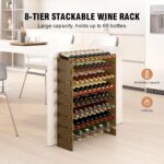 WISUCART Wine Rack Freestanding Floor Bamboo Stackable Wine Storage Racks Wall Mounted, Modular Wine Bottle Stand Holder Display Shelf for Cabinet, Kitchen, Bar (Walnut) - Image 3