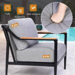 Jocoevol 4 Pieces Outdoor Sofa Conversation Set, 4 Seats Couch Set with Table, Metal Frame Rope Weaving Design UV Resistance Waterproof for Patio Garden Balcony, Grey - Image 4