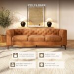 POLY & BARK Essex 89” Full-Grain Italian Leather Sofa – Tufted Back, Feather-Down Comfort, Solid Wood Frame, Cognac Tan - Image 7