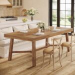 Tribesigns 70.9-Inch Dining Table for 6-8, Large Farmhouse Kitchen Table with Reinforced Metal Legs for Kitchen & Dining & Living Room, Natural - Image 6