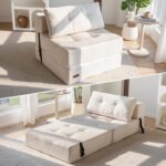 MAXYOYO Folding Sofa Bed, Convertible Sofa Bed with High-Density Support Foam, Portable 4 in 1 Fold Out Chair to Floor Lounger, Versatile Floor Couch for Living Room Bedroom, Beige - Image 2