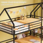 LIKIMIO Bunk Bed, Twin Bunk Beds with 3-Tier Storage Bookshelf, Bunk Bed Twin Over Twin, Metal House Bed Ladder and Safety Guardrail for Bedroom, Space Saving, No Box Spring Needed, Black - Image 4