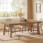 Tribesigns 70.9-Inch Dining Table for 6-8, Large Farmhouse Kitchen Table with Reinforced Metal Legs for Kitchen & Dining & Living Room, Natural - Image 4