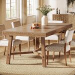 Tribesigns 70.9-Inch Dining Table for 6-8, Large Farmhouse Kitchen Table with Reinforced Metal Legs for Kitchen & Dining & Living Room, Natural - Image 7