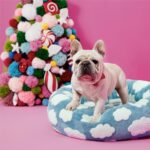 LE SURE Shown on TV Donut Dog Bed Medium Size Dog - Round Cat Beds Indoor as Bed Gift for Calming with Washable Cover, Cute Home Decor Bed with Jacquard Shaggy Plush & Anti Slip Bottom, 30 Inch, Blue - Image 3
