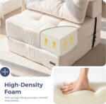 MAXYOYO Folding Sofa Bed, Convertible Sofa Bed with High-Density Support Foam, Portable 4 in 1 Fold Out Chair to Floor Lounger, Versatile Floor Couch for Living Room Bedroom, Beige - Image 8