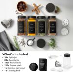 EDELHAUS Glass Spice Jars with Label and Black Lids (24 x 4oz) Spice Containers with 240 Labels, Shaker Inserts, Steel Funnel, Empty Square Seasoning Organizer for Spice Rack, Cabinet, Drawer - Image 9