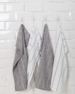 Microfiber Kitchen Towels - Super Absorbent, Soft and Solid Color Dish Towels, 8 Pack (Stripe Designed Grey and White Colors), 26 x 18 Inch - Image 7