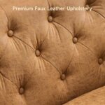 ONBRILL 79'' Faux Leather Couch for Living Room, Comfy Chesterfield Button-Tufted Sofa with 2 Bolster Pillows and Wood Legs, Mid-Century Modern Deep Seat Couch for Apartment, Office, Caramel - Image 7